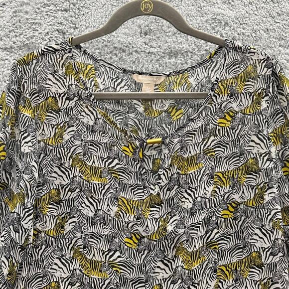 Banana Republic Women's XL Sheer Zebra Print Blouse Long Sleeves Flowy Safari - Picture 2 of 9